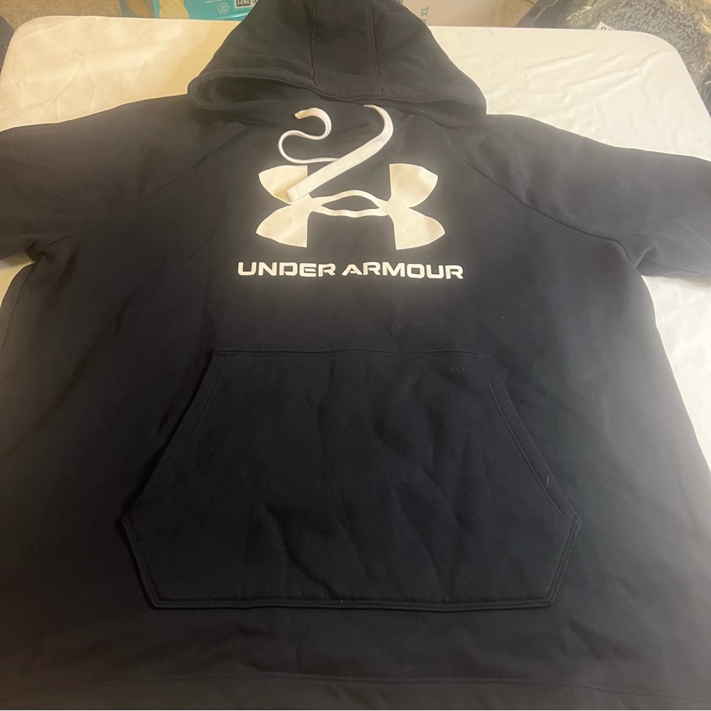 Under Armour Black Shortsleeved Hoodie with White Logo‎